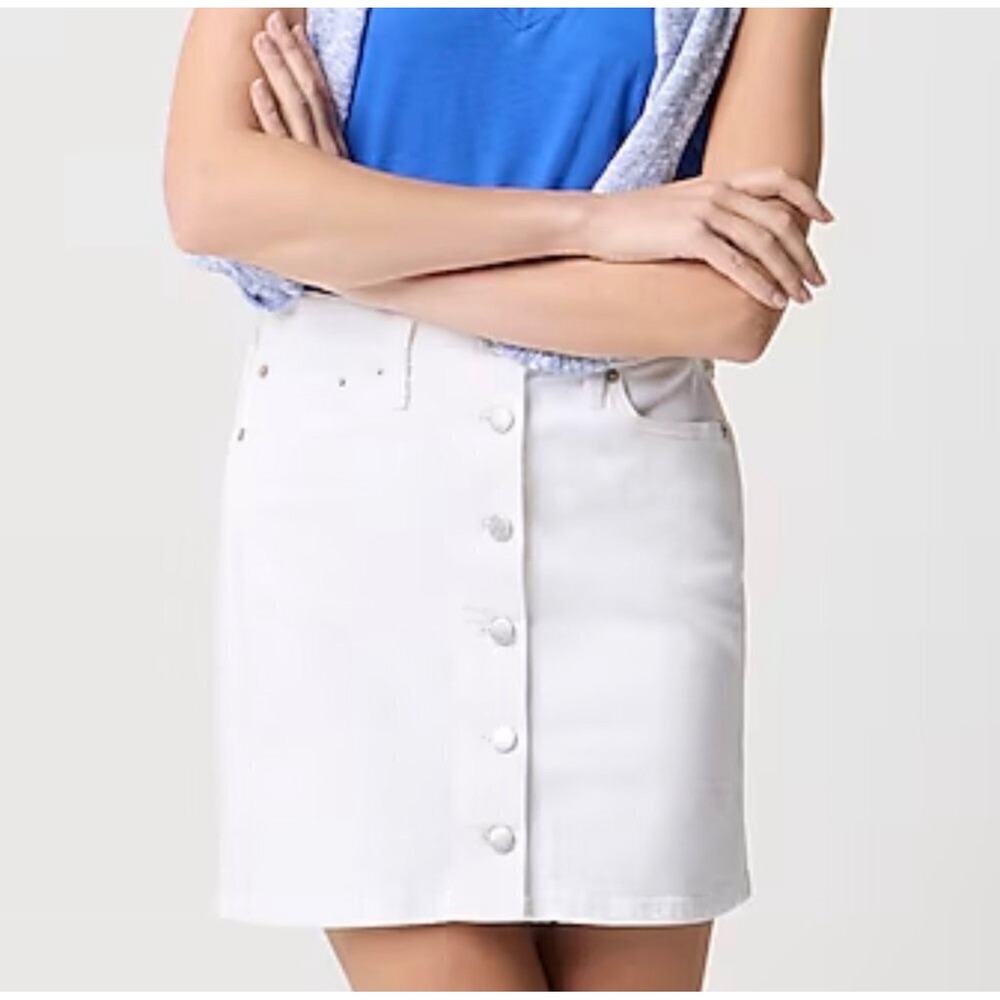 NWT J.Crew Women's White Denim Button Front Mini Skirt Size 10 CI911 New